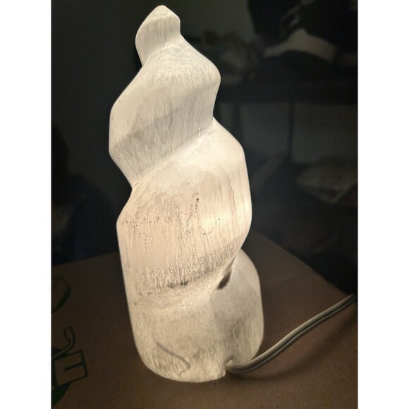 Selenite Crystal Spiral Unicorn Horn Crystal Lamp WORKS 7-8 Inch - Picture 2 of 7